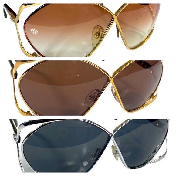 DIOR 80s Vintage Butterfly Oversized Sunglasses: Sable, Brown, Logo, Gold - Picture 17 of 17